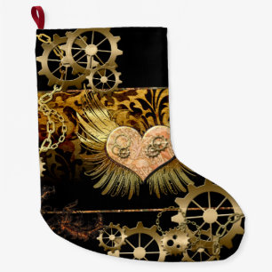 Steampunk heart large christmas stocking