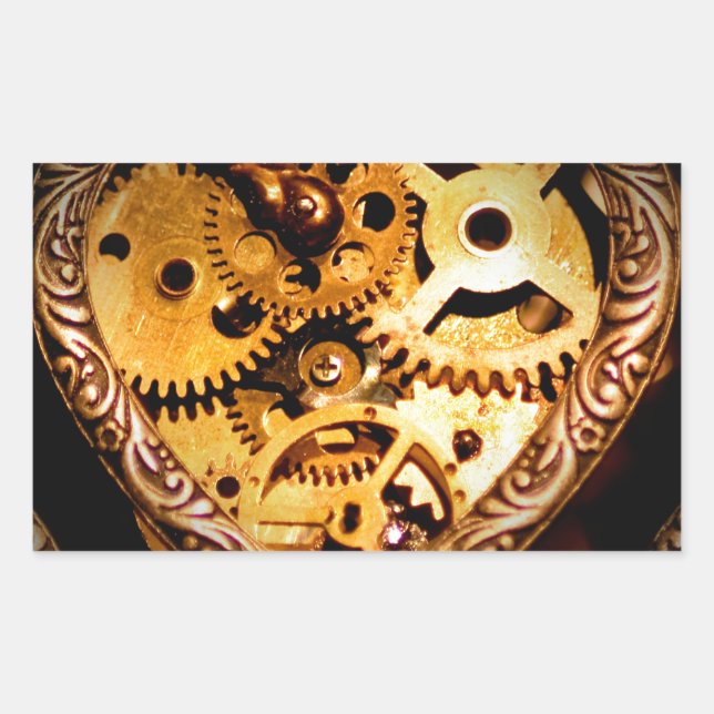steampunk heart rectangular sticker (Front)