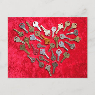 Steampunk HEART Red Postcard