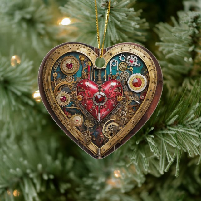 Steampunk Heart Rubies And Daggers For Warriors  Ceramic Tree Decoration (Tree)