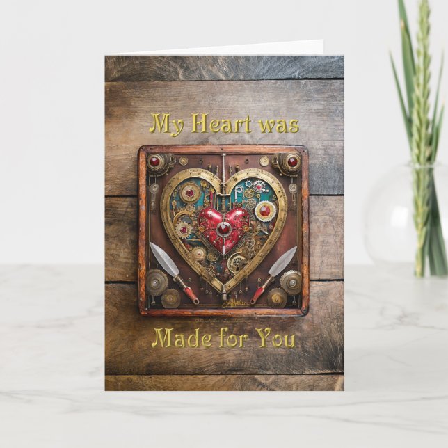 Steampunk Heart Rubies And Daggers For Warriors  Thank You Card (Front)