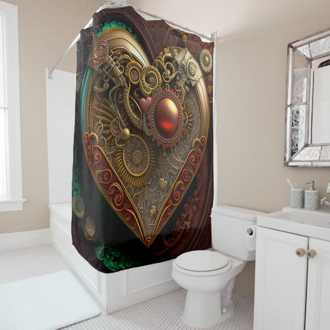 Steampunk Heart Shower Curtain (In Situ)