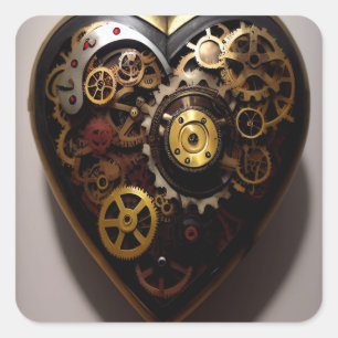 Steampunk Heart Square Sticker