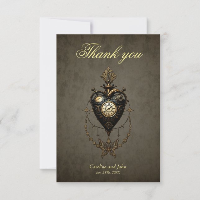 Steampunk heart,  thank you card (Front)