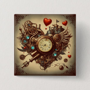 Steampunk heart/valentine's day 15 cm square badge
