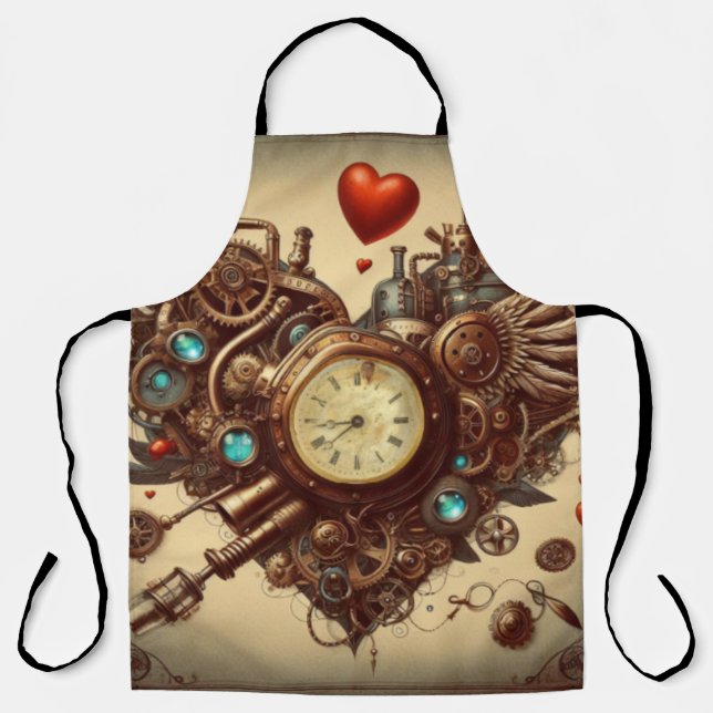 Steampunk heart/valentine's day  apron (Front)