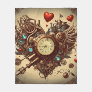 Steampunk heart/valentine's day fleece blanket