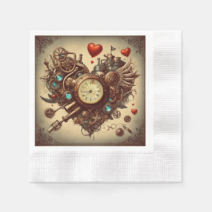 Steampunk heart/valentine's day  napkin