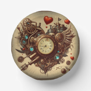 Steampunk heart/valentine's day paper plate