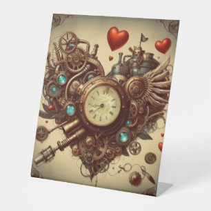 Steampunk heart/valentine's day pedestal sign