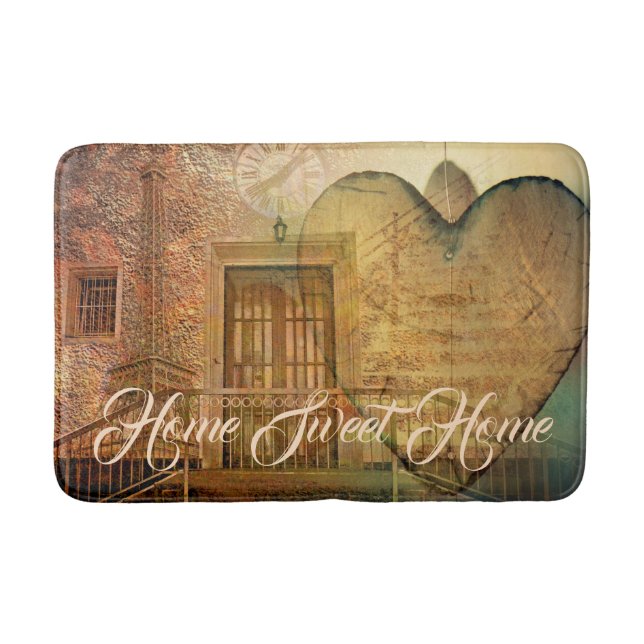 Steampunk Heart, Window & Clock Bath Mat (Front)