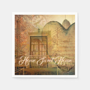 Steampunk Heart, Window & Clock Napkin