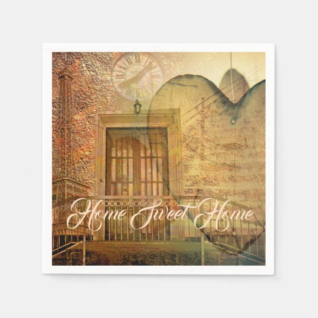 Steampunk Heart, Window & Clock Napkin (Front)