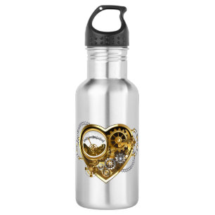Steampunk Heart with a Manometer 532 Ml Water Bottle