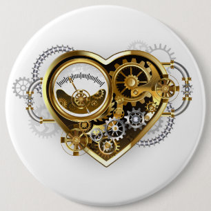 Steampunk Heart with a Manometer 6 Cm Round Badge