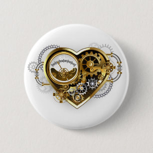 Steampunk Heart with a Manometer 6 Cm Round Badge