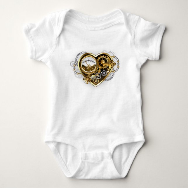 Steampunk Heart with a Manometer Baby Bodysuit (Front)