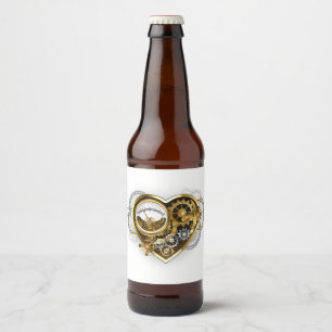 Steampunk Heart with a Manometer Beer Bottle Label