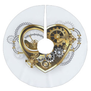 Steampunk Heart with a Manometer Brushed Polyester Tree Skirt