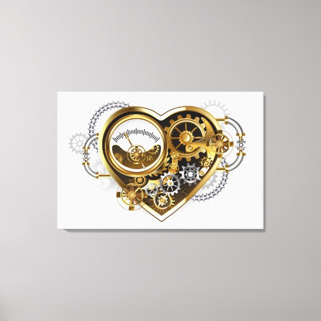 Steampunk Heart with a Manometer Canvas Print (Front)