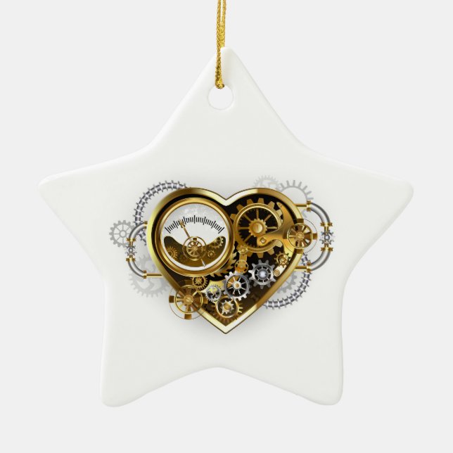 Steampunk Heart with a Manometer Ceramic Tree Decoration (Front)