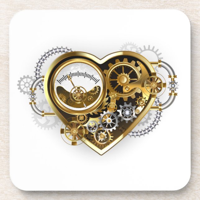 Steampunk Heart with a Manometer Coaster (Front)
