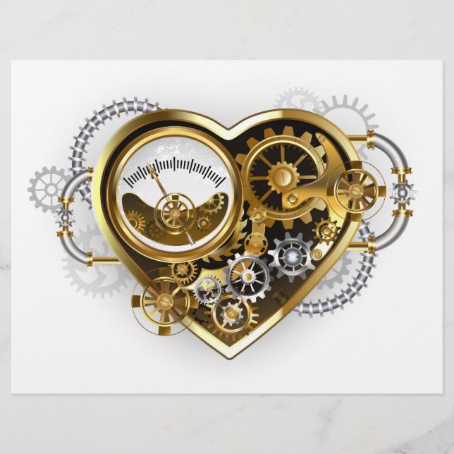 Steampunk Heart with a Manometer Custom Letterhead (Front)