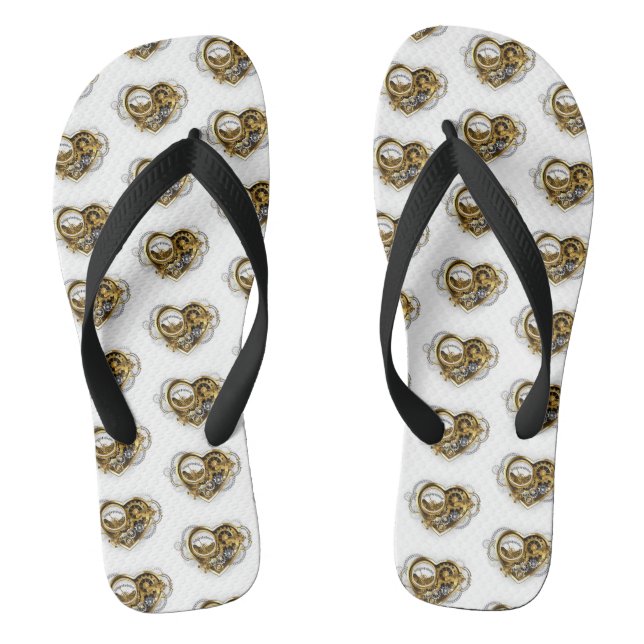 Steampunk Heart with a Manometer Flip Flops (Footbed)
