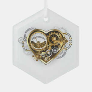 Steampunk Heart with a Manometer Glass Tree Decoration