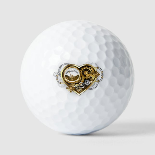 Steampunk Heart with a Manometer Golf Balls (Front)