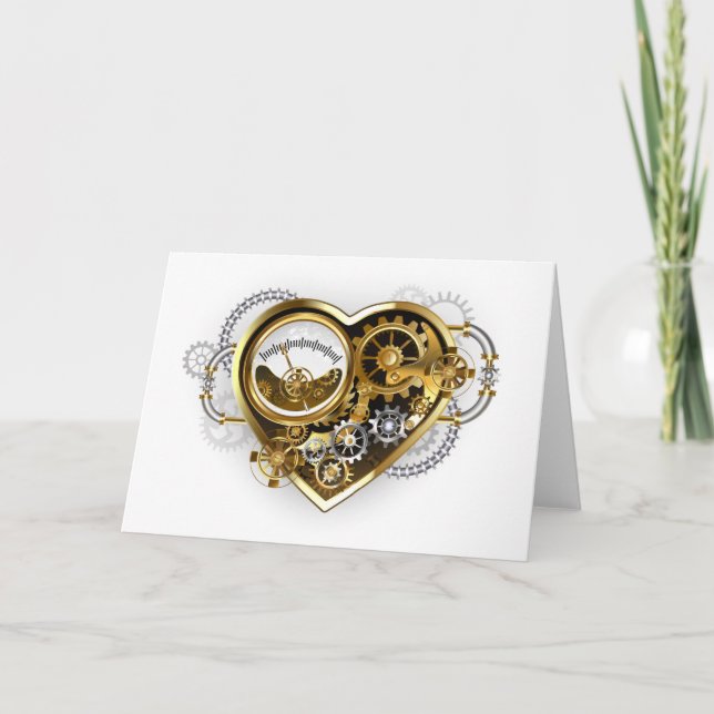 Steampunk Heart with a Manometer Holiday Card (Front)
