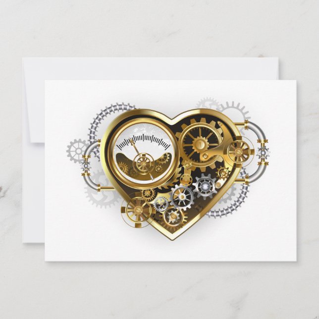Steampunk Heart with a Manometer Holiday Card (Front)