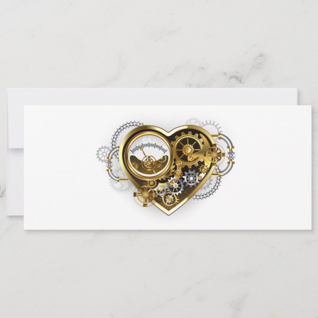 Steampunk Heart with a Manometer Invitation (Front)