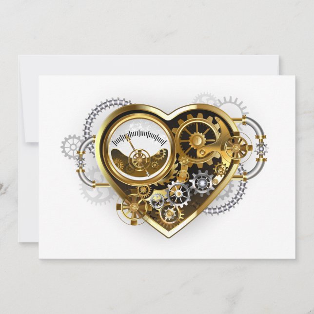 Steampunk Heart with a Manometer Invitation (Front)