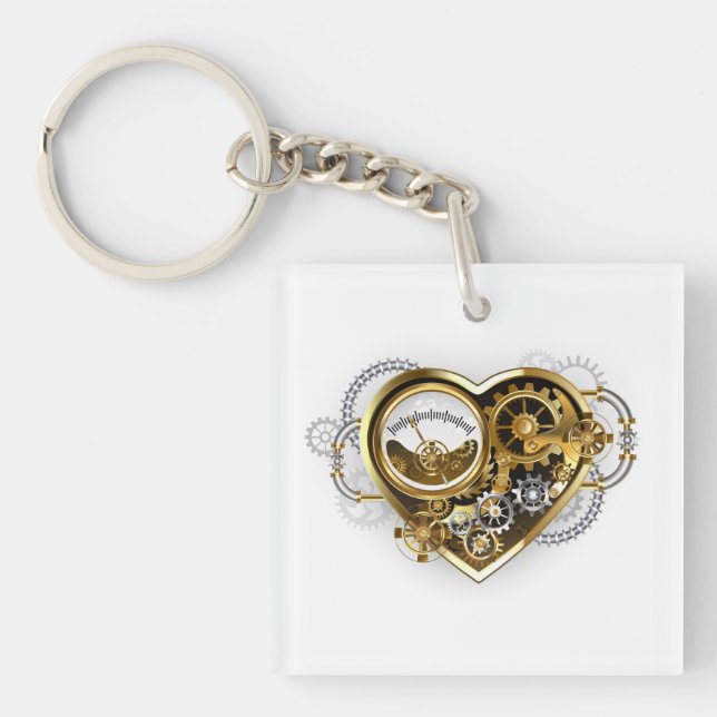 Steampunk Heart with a Manometer Key Ring (Front)