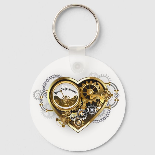 Steampunk Heart with a Manometer Key Ring (Front)