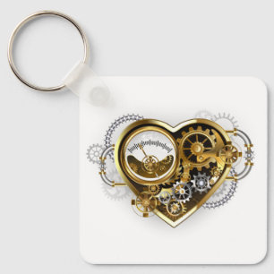 Steampunk Heart with a Manometer Key Ring