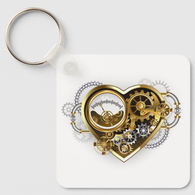 Steampunk Heart with a Manometer Key Ring (Front)