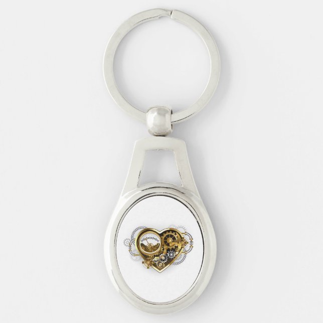 Steampunk Heart with a Manometer Key Ring (Front)
