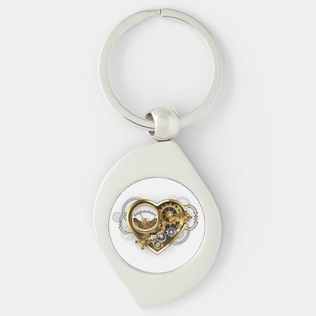Steampunk Heart with a Manometer Key Ring (Front)