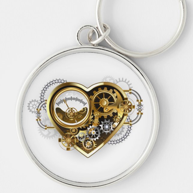 Steampunk Heart with a Manometer Key Ring (Front)