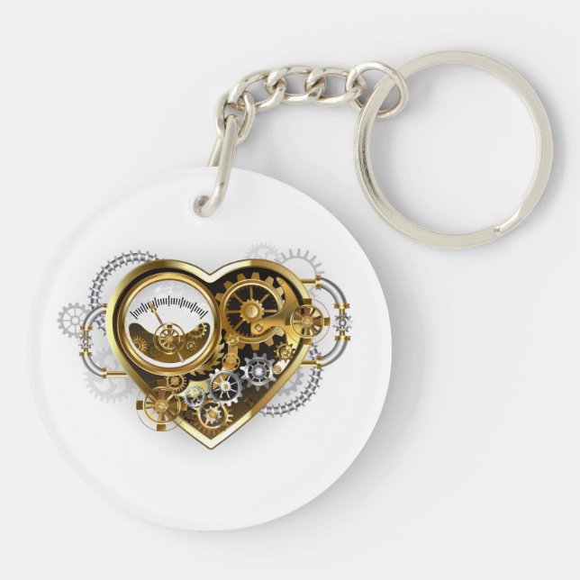 Steampunk Heart with a Manometer Key Ring (Back)