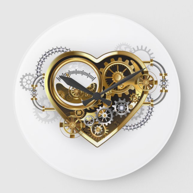Steampunk Heart with a Manometer Large Clock (Front)