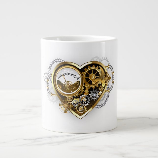 Steampunk Heart with a Manometer Large Coffee Mug (Front)