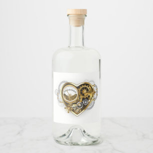 Steampunk Heart with a Manometer Liquor Bottle Label