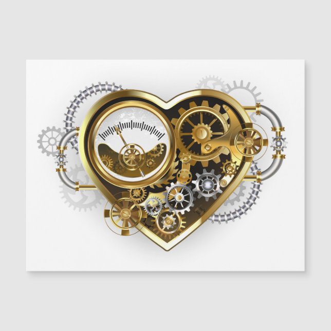 Steampunk Heart with a Manometer Magnetic Invitation (Front)