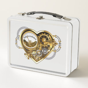 Steampunk Heart with a Manometer Metal Lunch Box