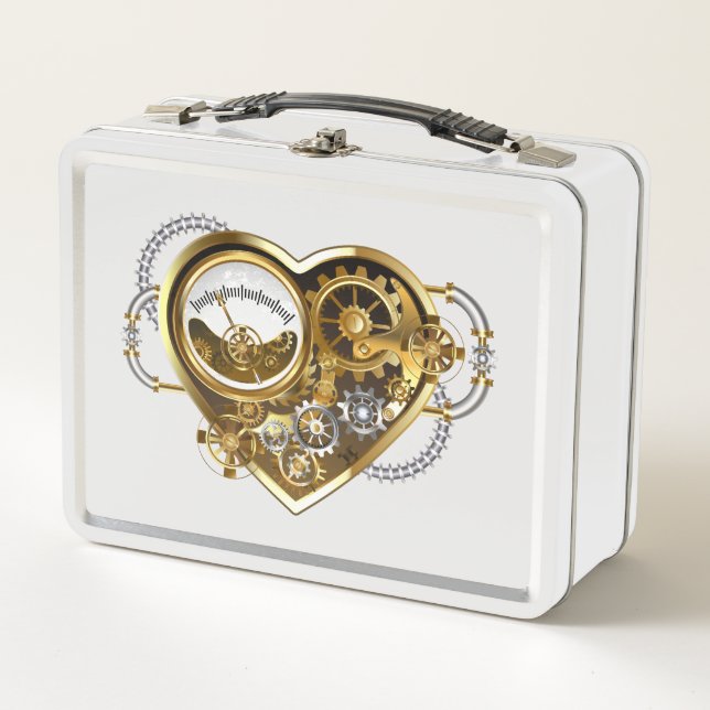 Steampunk Heart with a Manometer Metal Lunch Box (Front)