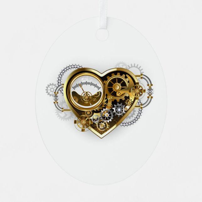 Steampunk Heart with a Manometer Metal Tree Decoration (Front)