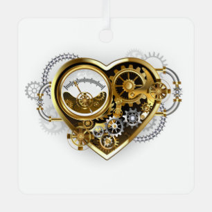 Steampunk Heart with a Manometer Metal Tree Decoration
